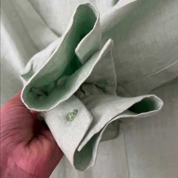 Like New! Magaschoni Wrap Tie Kelly Mint Green Linen Long Sleeve Dress in  Size 6 - threedaughtersproperties.com